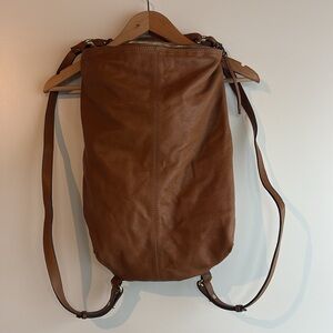 Zara Women’s Vintage Camel Brown Leather Backpack